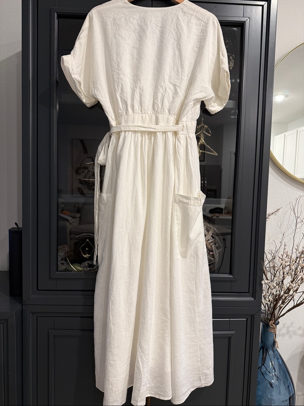 Urban Outfitters Cream Wrap Lined Maxi Dress with Tie Waist - Picture 8 of 11